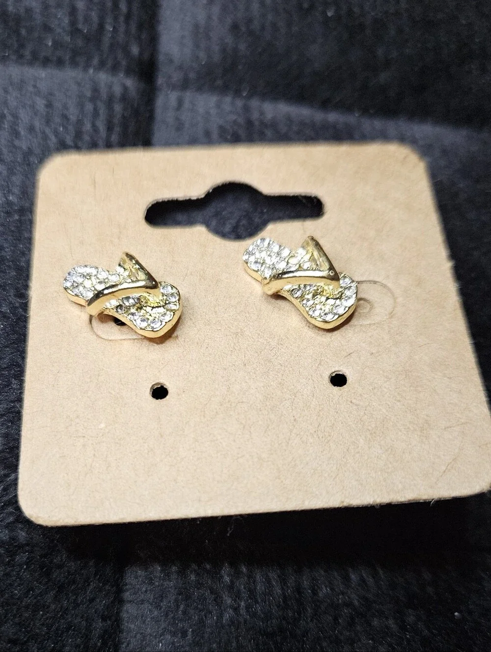 Goldtone CZ Flip Flop Earrings - Picture 8 of 9